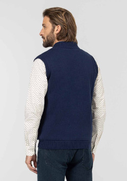 VESTE TRICOT DOUBLEE INDIGO VALENOS