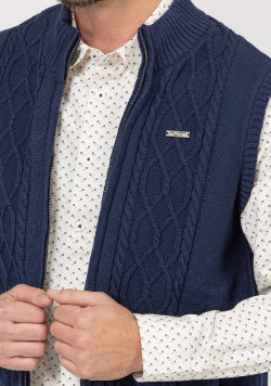 VESTE TRICOT DOUBLEE INDIGO VALENOS