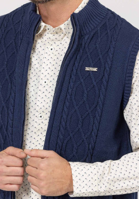 VESTE TRICOT DOUBLEE INDIGO VALENOS