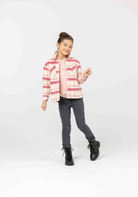 VESTE POLAIRE CARREAUX VIVIE Veste rose surchemise à carreaux Fille