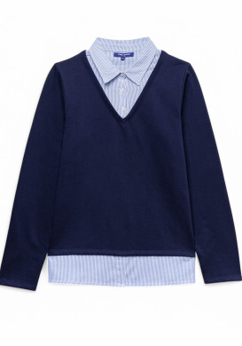 SWEAT INDIGO WALIS Sweat bleu marine Femme effet 2 en 1