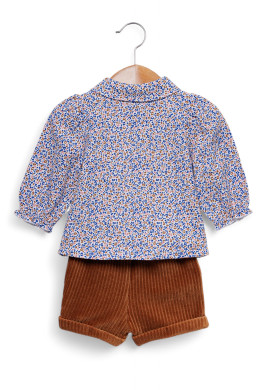ENS SHORT + HAUT IMPRIME EFLINE Ensemble chemise imprimée + short camel Bébé