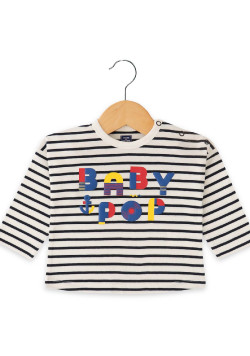 MARINIERE ML FOND BLANC CASSE RAYE INDIGO MAGOT