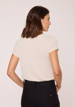 T-shirt fluide blanc cassé Femme