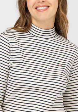 MARINIERE ML FOND GREGE RAYE INDIGO TOLIE