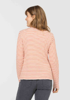 MARINIERE ML FOND GREGE RAYE ORANGE TOLIE MARINIERE ML FOND GREGE RAYE ORANGE TOLIE