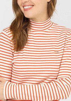 MARINIERE ML FOND GREGE RAYE ORANGE TOLIE