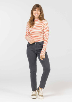 MARINIERE ML FOND GREGE RAYE ORANGE TOLIE