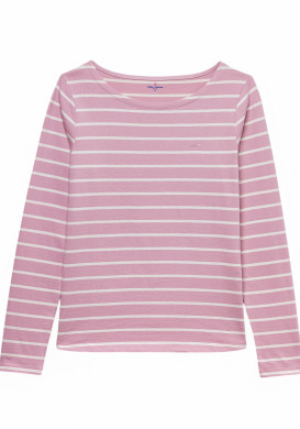 MARINIERE ML FOND ROSE RAYE GREGE PACAGE2 Marinière manches longues rose Femme