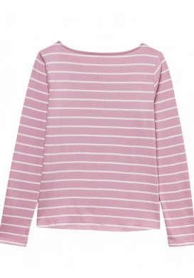 MARINIERE ML FOND ROSE RAYE GREGE PACAGE2 Marinière manches longues rose Femme