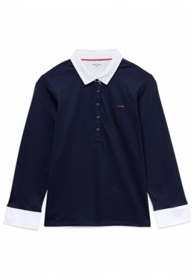POLO M3/4 INDIGO ANITA2 Polo manches 3/4 bleu marine effet 2 en 1 Femme