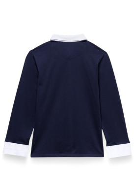 POLO M3/4 INDIGO ANITA2 Polo manches 3/4 bleu marine effet 2 en 1 Femme