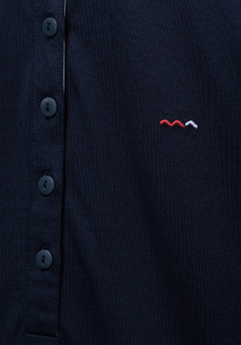 POLO M3/4 INDIGO ANITA2 Polo manches 3/4 bleu marine effet 2 en 1 Femme