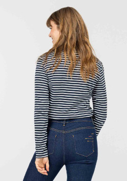 POLO ML FOND INDIGO RAYE NATUREL ORIYA