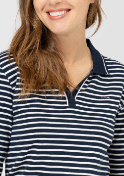 POLO ML FOND INDIGO RAYE NATUREL ORIYA