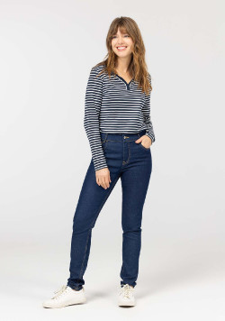 POLO ML FOND INDIGO RAYE NATUREL ORIYA