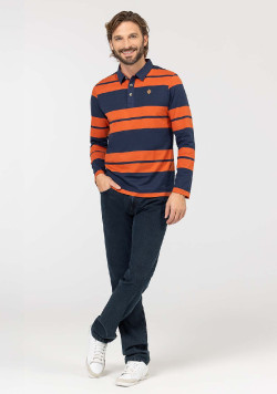 POLO ML FOND INDIGO RAYE ROUILLE OURIEL