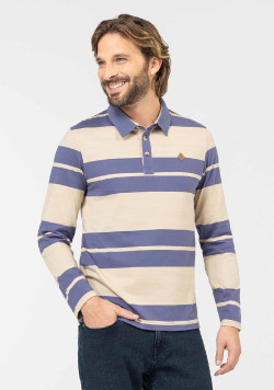POLO ML FOND SABLE RAYE BLEU OURIEL