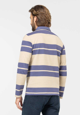 POLO ML FOND SABLE RAYE BLEU OURIEL