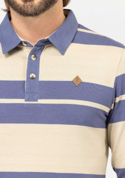 POLO ML FOND SABLE RAYE BLEU OURIEL