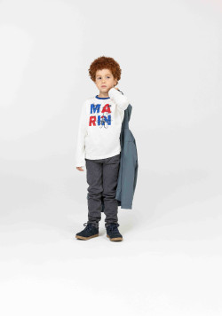T-shirt blanc manches longues imprimé Garçon
