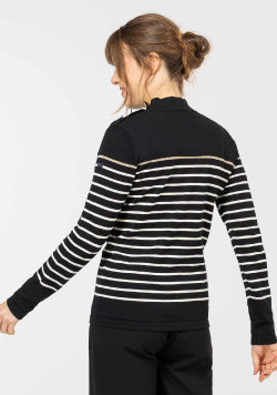 PULL FOND NOIR RAYE NATUREL BORICHA2