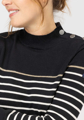 PULL FOND NOIR RAYE NATUREL BORICHA2 PULL FOND NOIR RAYE NATUREL BORICHA2