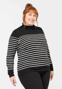 PULL FOND NOIR RAYE NATUREL BORICHA2
