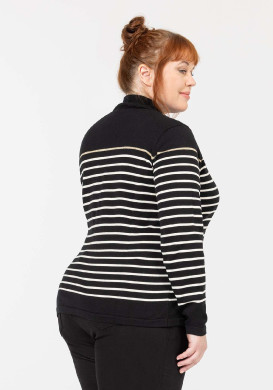 PULL FOND NOIR RAYE NATUREL BORICHA2 PULL FOND NOIR RAYE NATUREL BORICHA2