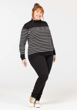 PULL FOND NOIR RAYE NATUREL BORICHA2
