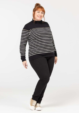 PULL FOND NOIR RAYE NATUREL BORICHA2 PULL FOND NOIR RAYE NATUREL BORICHA2