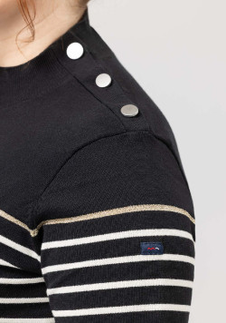 PULL FOND NOIR RAYE NATUREL BORICHA2