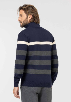 PULL FOND INDIGO RAYE GRIS CHINE KIMO