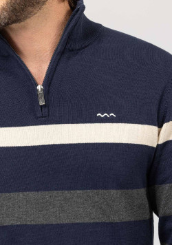 PULL FOND INDIGO RAYE GRIS CHINE KIMO