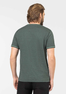 TEE SHIRT MC FOND VERT RAYE NOIR TOMARI