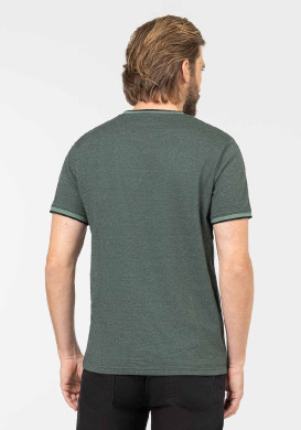 TEE SHIRT MC FOND VERT RAYE NOIR TOMARI