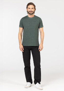 TEE SHIRT MC FOND VERT RAYE NOIR TOMARI