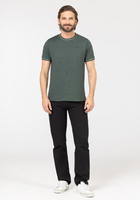 TEE SHIRT MC FOND VERT RAYE NOIR TOMARI