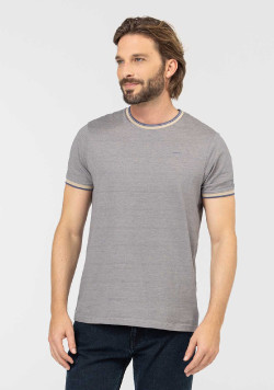 TEE SHIRT MC FOND SABLE RAYE BLEU TOMARI