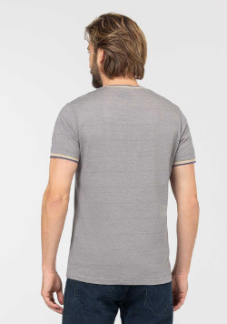 TEE SHIRT MC FOND SABLE RAYE BLEU TOMARI