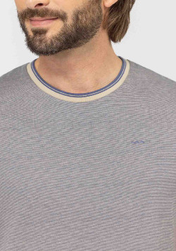 TEE SHIRT MC FOND SABLE RAYE BLEU TOMARI