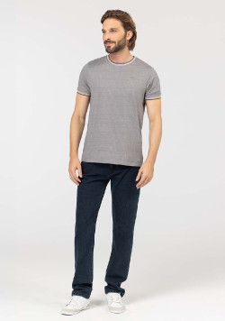 TEE SHIRT MC FOND SABLE RAYE BLEU TOMARI