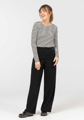 TEE SHIRT ML FOND BLANC CASSE RAYE NOIR TUTSY TEE SHIRT ML FOND BLANC CASSE RAYE NOIR TUTSY