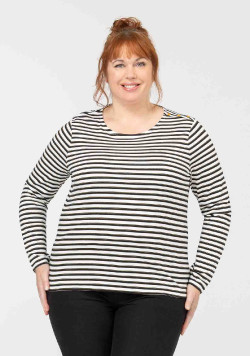 TEE SHIRT ML FOND BLANC CASSE RAYE NOIR TUTSY