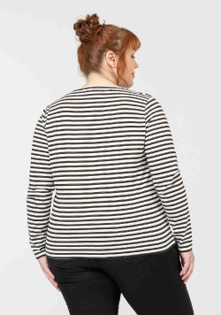 TEE SHIRT ML FOND BLANC CASSE RAYE NOIR TUTSY