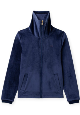 VESTE ML INDIGO VOLYA Veste zippée effet velours bleu femme