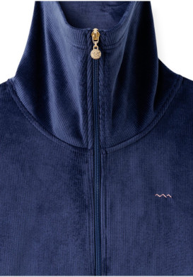 VESTE ML INDIGO VOLYA Veste zippée effet velours bleu femme