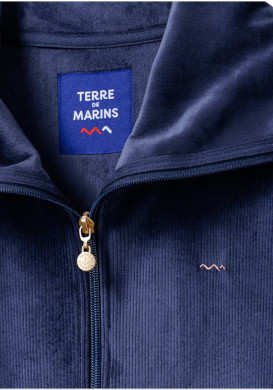 VESTE ML INDIGO VOLYA Veste zippée effet velours bleu femme