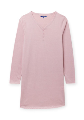 CHEMISE DE NUIT FOND GREGE RAYE ROSE YULIA Chemise de nuit manches longues rose femme
