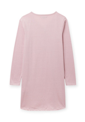 CHEMISE DE NUIT FOND GREGE RAYE ROSE YULIA Chemise de nuit manches longues rose femme